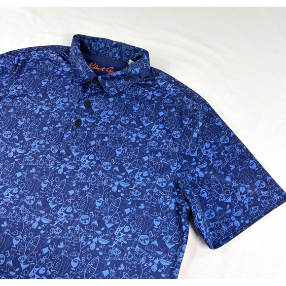 Robert Graham Other - Robert Graham Shirt Men Large Blue Golf Polo Martini Graphic Performance Stretch
